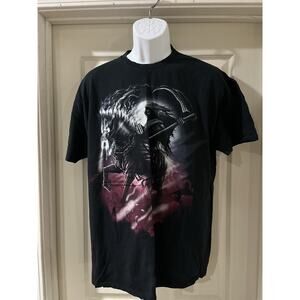 Vintage Y2K Grim Reaper Horse Riding Black X-Large T-Shirt